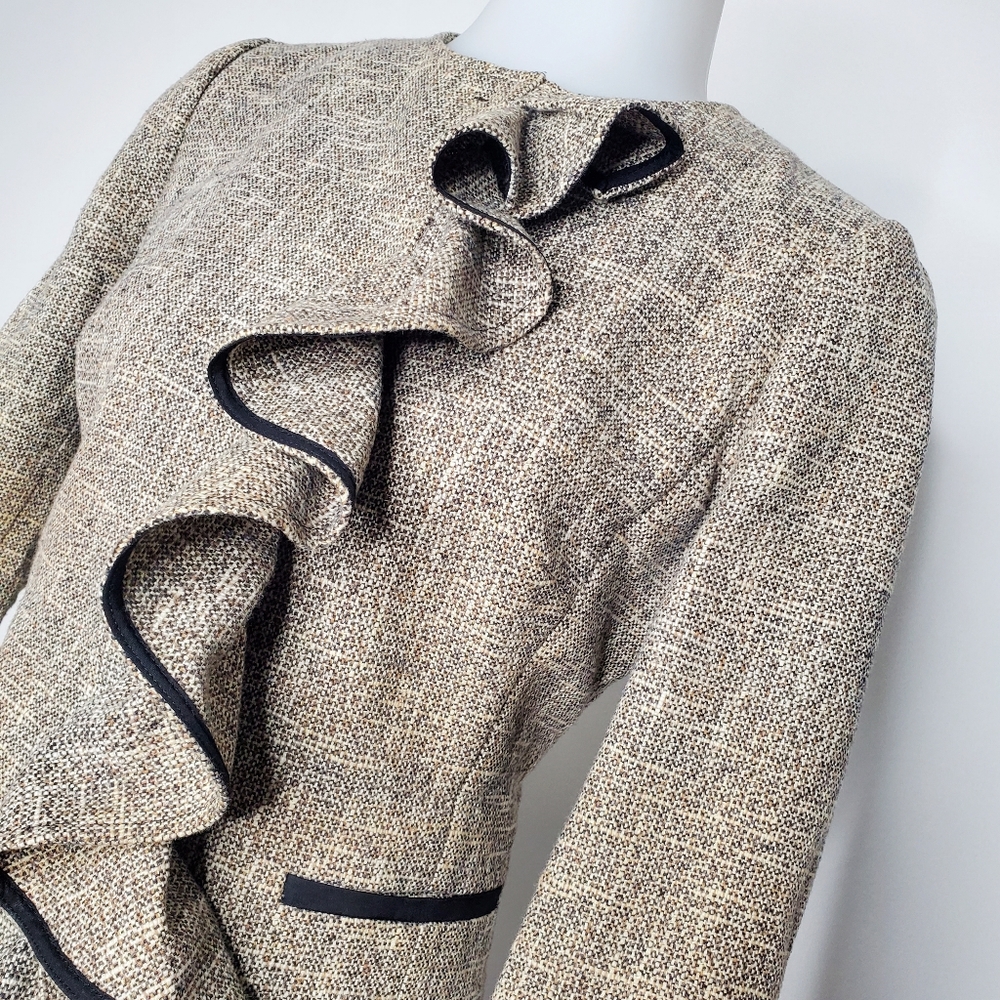 RED Valentino RARE Ruffled Tweed Blazer Jacket - Picture 4 of 14